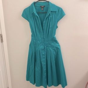 Alfani Stunning Teal Semi Pleated Cap Sleeve Dress